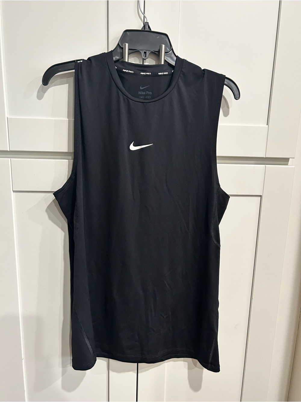 Nike Black Sleeveless Training Tank with White Swoosh